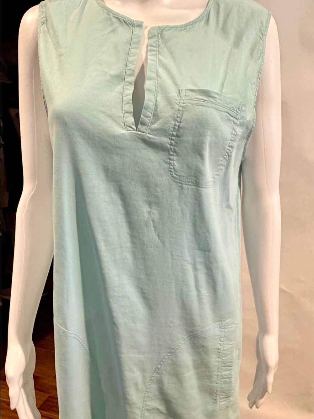 Theory Blue Sleeveless Split-Neck Midi Dress Size 10